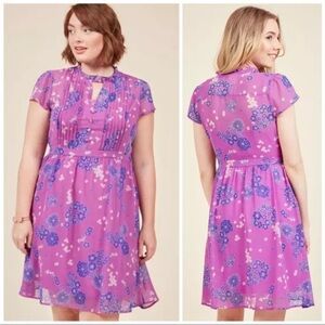 ModCloth Oh Say Can Museum A Line Dress in Botanical Violet